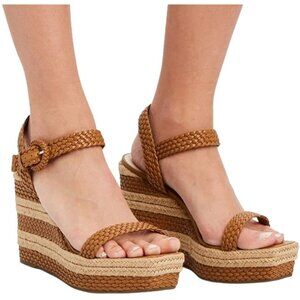 Schutz Sandals Nani Espadrille Wedge Braided Leather Hazel Size 9.5 NWB